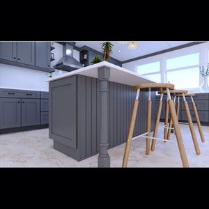 Gabinetes de Cocina Estilo Shaker Gris Moderno Americano Personalizados, Muebles de Cocina Modulares Clásicos con Isla para Apartamento - Product Image 3
