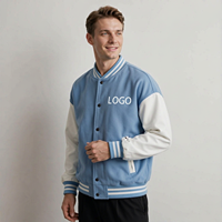 Veste pour homme personnalisée, bleu clair, style Y2K, rayée, côtelée, vintage, bomber, streetwear, oversize, manteau d'hiver