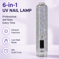 Lampe à ongles LED UV portable 3W rechargeable sans fil, mini séchoir à ongles manuel, pour usage domestique, en plastique, avec diamants colorés