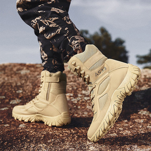 Bottes de randonnée de qualité supérieure à coupe haute Sport chaussures en cuir à fermeture éclair randonnée en plein air Combat escalade bottes tactiques - Product Image 6
