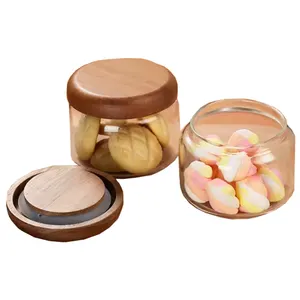 Wholesale High Borosilicate Airtight Glass Storage Jar With Bamboo Lid Kitchen Dried Fruit Food Grains Storage Glass Jars