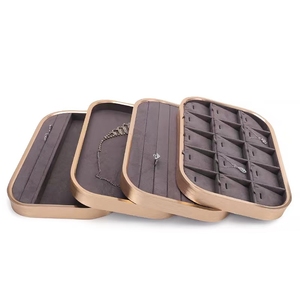 DOC New Luxury Metal with Microfiber Jewelry Display Tray for <strong>Ring</strong> Pendant Bangle Necklace Display <strong>Plates</strong> - Product Image 3