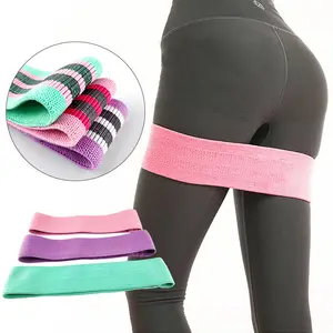 Custom Logo Printed Set Of 3 Legs Glutes Booty Hip Elastic Fabric Workout Resistance Bands