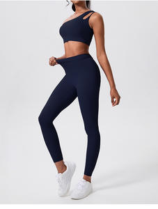 कस्टम जिम कपड़ों की फिटनेस कसरत, योग सेट महिलाओं के लिए एक कंधे की खेल ब्रा बट लिफ्ट लेगिंग वाली महिला - Product Image 3