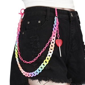 Cadena de cintura de resina de doble capa color caramelo con colgante de corazón, accesorio de moda unisex - Product Image 3