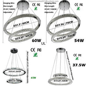 <b>Crystal</b> Ring <b>Chandelier</b> Lighting Hotel Living Room Modern Home Circle Adjustable Pendant Light - Product Image 4