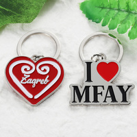 Porte-clés personnalisé en métal plaqué argent avec logo lettre, porte-clés de luxe en émail cœur en alliage de zinc, porte-clés personnalisé avec logo en métal