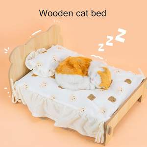 Деревянная лежанка для животных с каркасом из дерева и матрасом, универсальный диван-лежанка для кошек, собак, кроликов и мелких животных - Product Image 2