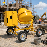 Mezcladora de Concreto Remolcable Eficiente para Proyectos Pequeños, Mezcladora de Cemento Móvil de 4 Ruedas con Neumáticos Grandes y Motor