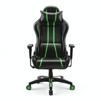 Chaise de bureau gaming confortable haut de gamme au design moderne, en cuir PU, pivotante à 360°, réglable en hauteur, avec piètement métallique chromé 2D