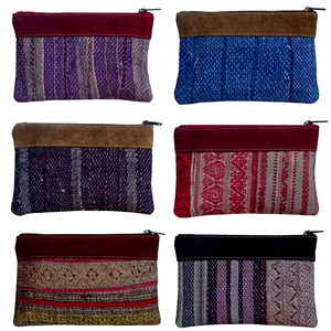 กระเป๋าผ้าฝ้ายวินเทจและหนัง Kantha - Product Image 1