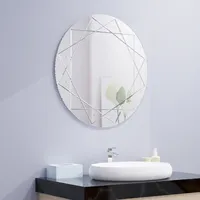 Miroir mural éclairé à LED de salle de bains, miroir décoratif sans cadre en verre ovales alimenté à l'acide