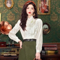 Hanfu chinois Jacquard Satin chemise femmes 2024 printemps Style chinois Tang robe chemise rétro amélioré Qipao haut 1208 #
