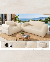 Canapé gonflable deux places personnalisé HONG ZE avec housse en tissu et pompe intégrée pour salon, chaise longue d'extérieur, utilisation en extérieur