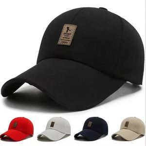 Casquettes de baseball personnalisées à 6 panneaux, logo en cuir sur toile, polyester/coton, visière incurvée, fermeture ajustée, broderie 3D, casquettes réglables - Product Image 1