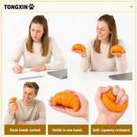 Jouet Squishy en Pâte à Modeler Croissant Croustillant TONGXIN, Jouets Squishies, Jouets à Presser, Balles Anti-Stress, Fidgets Squishy