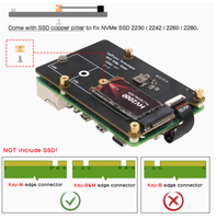 Carte d'extension pour Raspberry Pi 5 PCIe vers M 2 NVMe SSD X1002 Adaptateur haute vitesse 2242 2280 SSD avec dissipateur thermique pour PI5