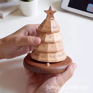 Junru Wooden Christmas Tree <b>Calendar</b> Rotating Perpetual Desktop Decoration For Time Management And Holiday Countdown - Product Image 5