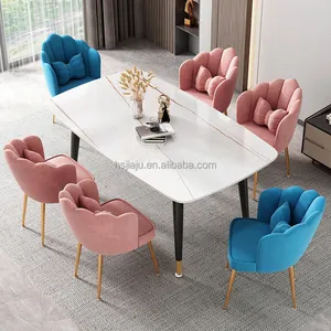 Silla para el hogar oro de lujo barato nórdico moderno Metal tela Petala terciopelo muebles sillas de sala de estar