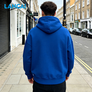 Lancai 100% Cotton Men's Hoodies & Sweatshirts Long Sleeve Boxy Fit Heavy <b>Weight</b> <b>Blank</b> Thick French Terry Hoodie for Men - Product Image 4