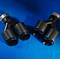 Punta de escape de coche de doble capa de aluminio y fibra de carbono de 4 pulgadas, silenciador trasero negro brillante, estilo de actualización fácil de instalar