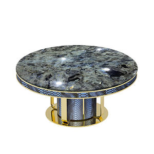 <span class=keywords><strong>Table</strong></span> à manger en pierre de luxe en marbre émeraude <span class=keywords><strong>bleu</strong></span> personnalisée de haute qualité Meubles en pierre pour la maison de l'hôtel Fabricant de meubles sur mesure - Product Image 6