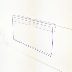 8x4.5cm נקה פלסטיק PVC מחיר תג סימן תווית תצוגה מחזיק לתלות על סופרמרקט מדף וו חוט מתלה