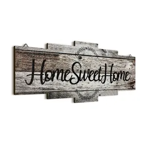 Fabrieksvoorraad Groothandel Op Maat Geschilderde Muur Boerderij Stijl Rustieke Houten Hangende Bord Home Decor Bord Hout