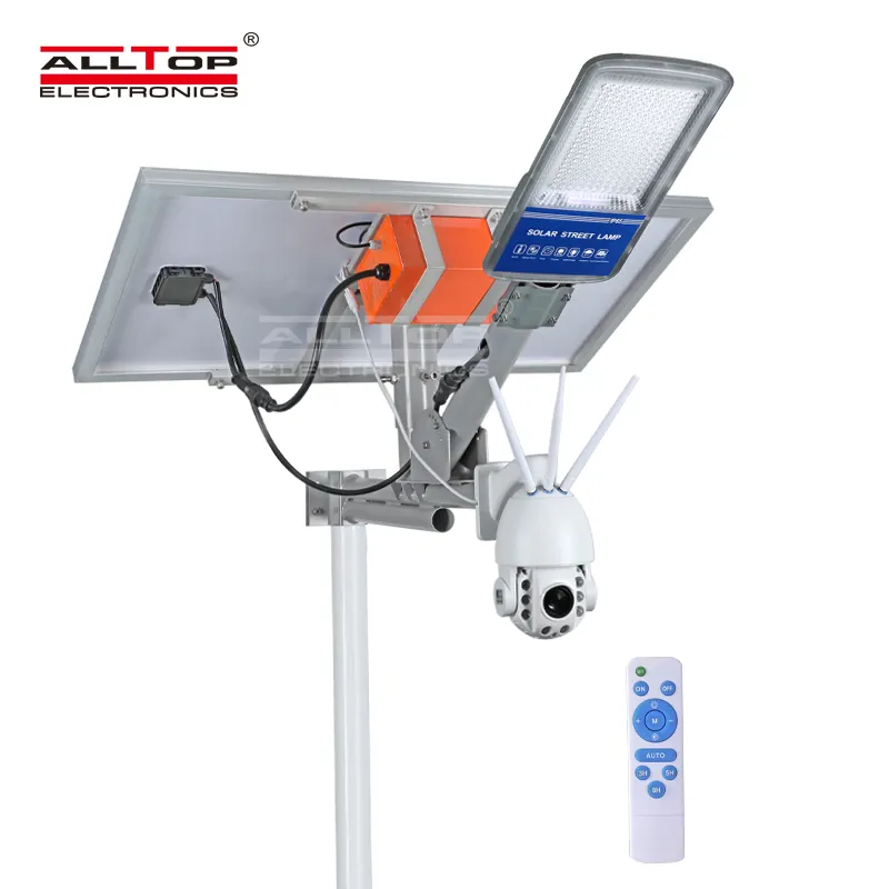 Alltop 2024 4g Cctv 1080p kamera Wifi tenaga surya luar ruangan dengan lampu jalan Led tenaga surya