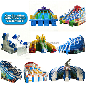 Pvc ngoài trời Kid dành cho người lớn hình chữ nhật kim loại thép khung hồ bơi công viên nước hồ bơi với Inflatable trượt và các chướng ngại vật - Product Image 3