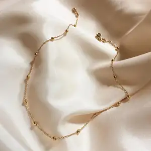 启发珠宝精致14k镀金串珠链项链卫星链项链分层结婚礼物项链球
