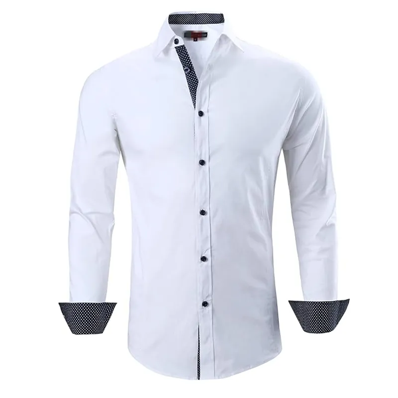 Camicia formale abbottonata personalizzata da ufficio in cotone 100% di alta qualità, bianca/nera/blu/rosa, senza stiratura