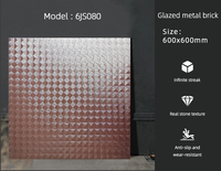 Carreaux de briques réfractaires émaillés rustiques modernes à double chargement, épaisseur 10 mm, 600x600 mm, pour salons, hôtels et restaurants