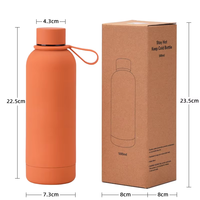 Botol Air Stainless Steel 500ml Dinding Ganda Vakum Terisolasi dengan Logo Kustom, Pegangan Lembut, Termos Portabel untuk Olahraga