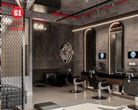 Conception d'intérieur de salon de coiffure professionnel personnalisée, présentoir mural en bois pour salon de coiffure, ensemble de meubles de salon de coiffure personnalisé