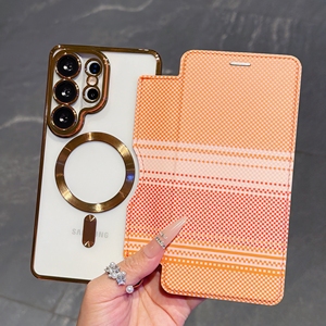 Funda Tipo Cartera de Cuero PU con Diseño de Rayas para <span class=keywords><strong>Samsung</strong></span> <span class=keywords><strong>Galaxy</strong></span> <span class=keywords><strong>S22</strong></span> S23 S24 S25 Plus S26 Ultra, Carga Inalámbrica, Cubierta Magnética - Product Image 2