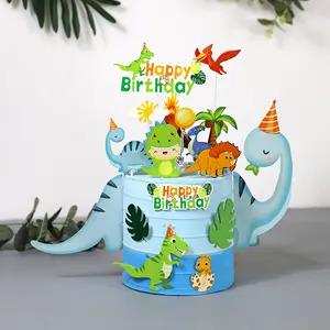 New dinosaur cake with flag happy birthday baked cake decoration cake topper suppliers