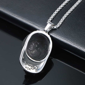 Collier en acier inoxydable avec pendentif casquette de baseball tête de mort, charme Hip Hop pour homme SP690 - Product Image 4