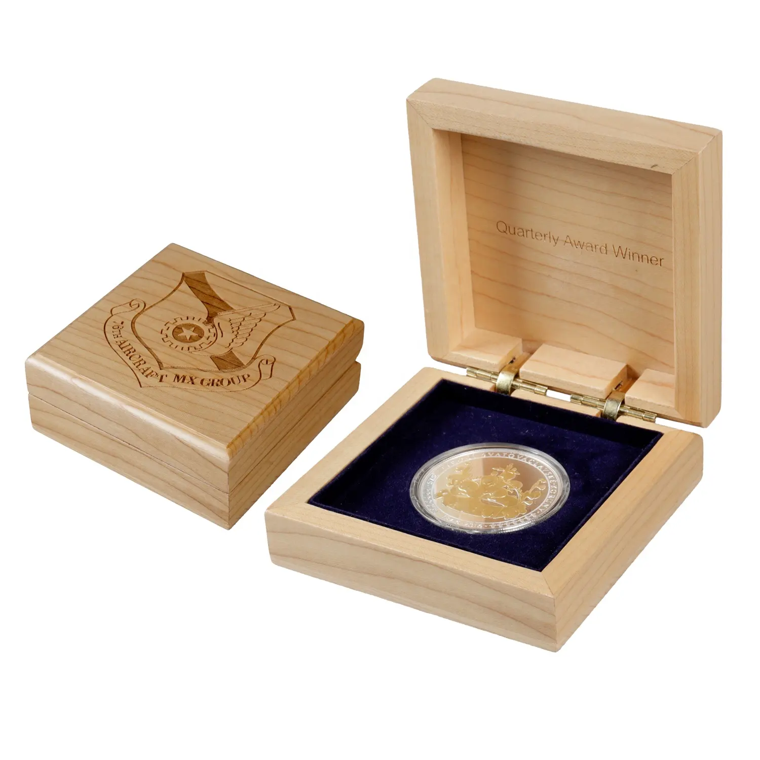 공장 가격 새로운 디자인 주문 단풍나무 선물 봄 경첩을 가진 나무로 되는 동전 전시 상자