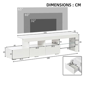 Juego de Muebles para TV de 180 cm con Acabado Brillante, Mesa de Centro de Madera con Soporte para TV LED, <span class=keywords><strong>Mueble</strong></span> de Almacenamiento que Ahorra Espacio - Product Image 4