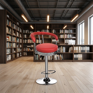 Tabouret de bar en cuir PU rouge Labycare avec siège pivotant à hauteur réglable pour bar à domicile, design traditionnel LCS337 - Product Image 5