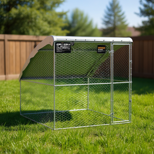 Jaula para Perros de Acero Plateado de 6.56 x 6.56 x 6.56 Pies con Almacenamiento, Jaula Exterior para Mascotas de Raza Grande, para Todas las Estaciones - Product Image 2