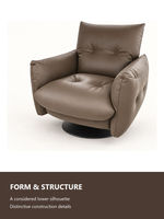 Fauteuil lounge moderne en cuir 1631, fauteuil pivotant d'appoint rembourré pour salon et coin lecture