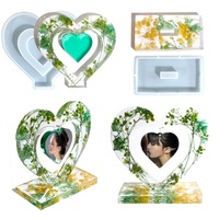DM745 Moules en Silicone Résine Cadre Photo Cœur d'Amour DIY Cadres Photo en Époxy avec Support pour Artisanat Décoration Maison Cadeau