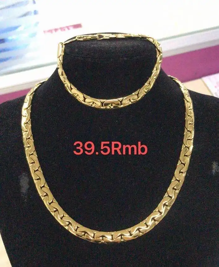 1113 Xuping Fashion 14k placcato oro bracciale e collana Set di gioielli per uomo gioielli africani ue