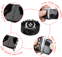 Correa de Reloj de Nailon Transpirable para Apple Watch Series 9 8 7 6 5 SE Ultra, Correa de Repuesto de Lona a Rayas Estilo NATO para IWatch