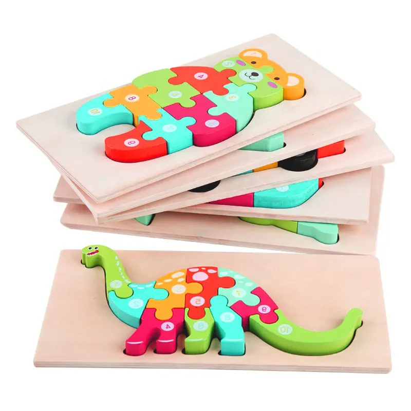 Hot Selling New Designs Wooden 3D Puzzles montessori Game Toys Children wood jigsaw puzzle Educational Toys