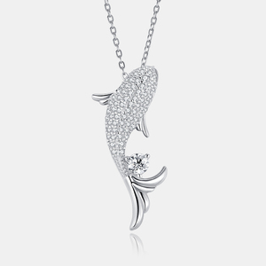 Collares de animales de moda bendición Cadena de plata de ley 925 joyería fina colgante de pez moissanita completa collar de lujo para mujer - Product Image 5