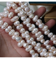 Perles d'eau douce naturelles de qualité AA, forme baroque, en forme de gourde, trouées sur le côté, blanches, 8-9 mm, perles en vrac pour la fabrication de bijoux DIY, en stock