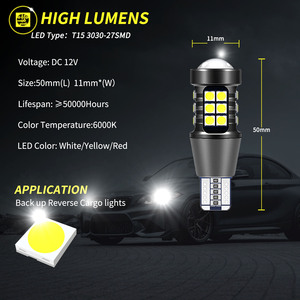27 SMD 3030 12V Xe dẫn ánh sáng W21/10W W21W 1156 1157 màu đỏ hổ phách 7443 7440 T20 đèn tín hiệu lần lượt luz Para tự động BA15S dẫn bóng đèn - Product Image 3